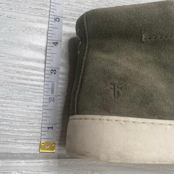 Frye Women's Lena Olive Green Zip Oiled Suede High Top Sneakers Size 5.5 - Picture 10 of 10